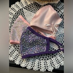 Set of 3 Sparkle Face Masks Formal Evening Party Event Pink, Blush, Purple OS